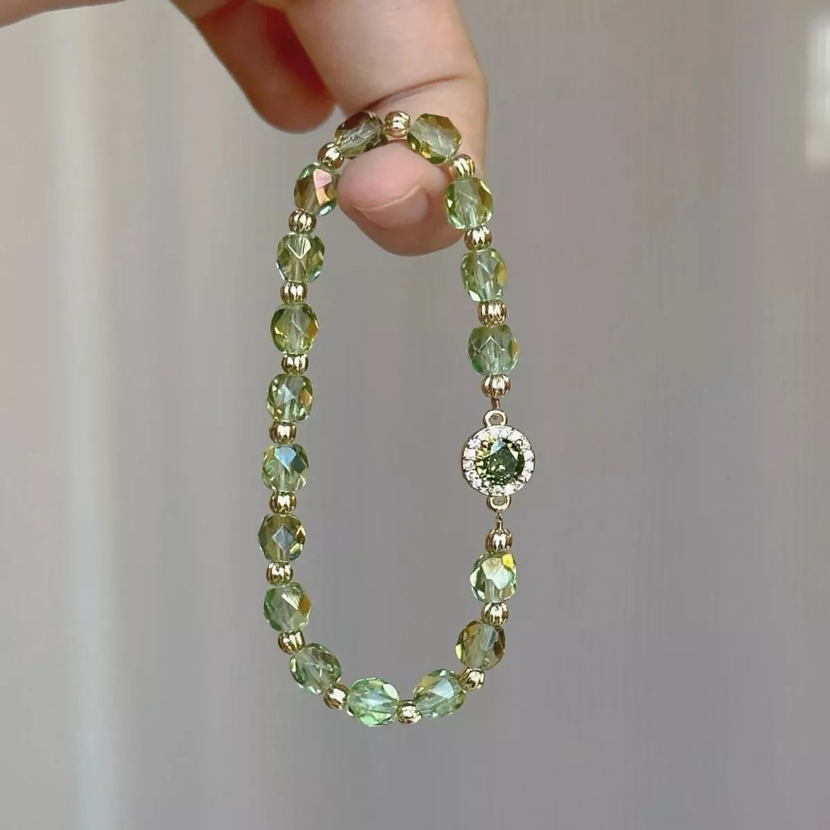 18K Gold-Plated Zircon Bead Bracelet