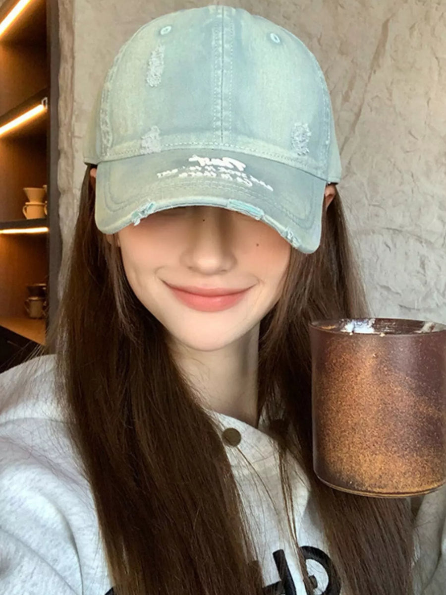 Distressed Embroidered Baseball Cap