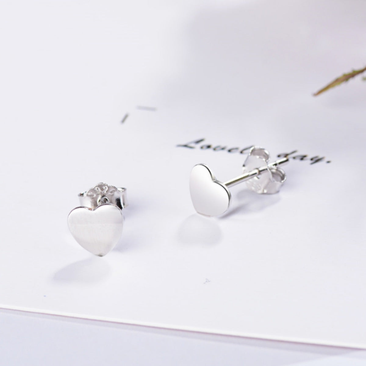 925 Sterling Silver Heart Stud Earrings