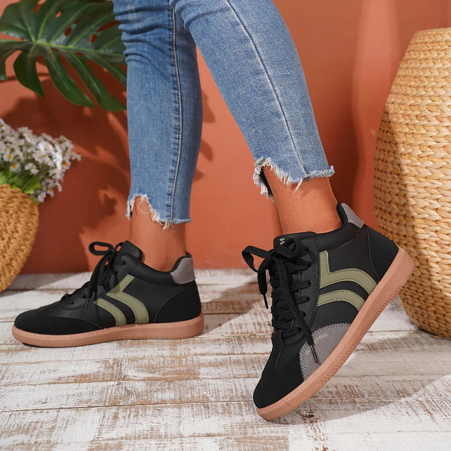 Round-Toe Lace-Up Sneakers