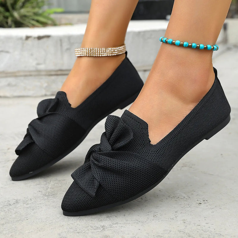 Bow Point Toe Flats Slip Ons
