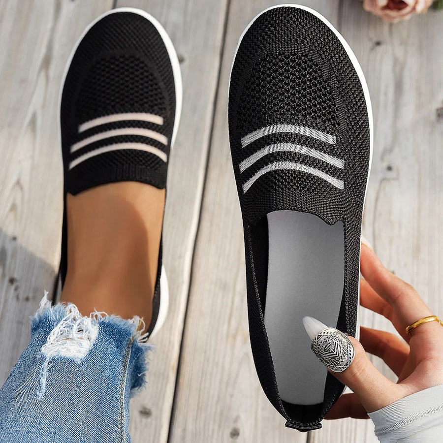 Mesh Round Toe Platform Slip Ons