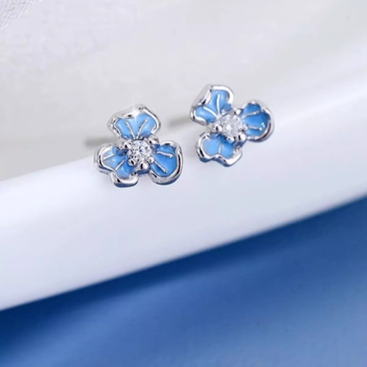 999 Sterling Silver Flower Stud Earrings
