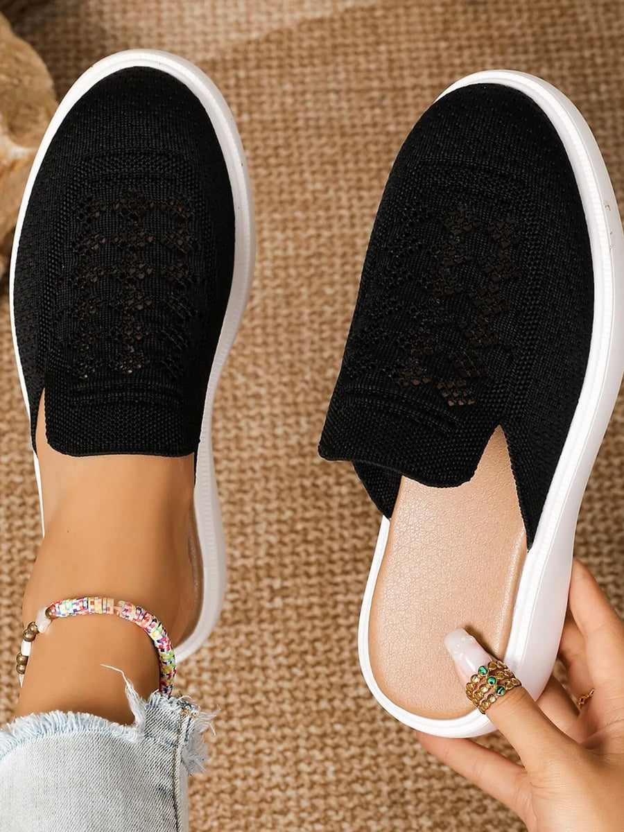 Mesh Round Toe Platform Slip Ons