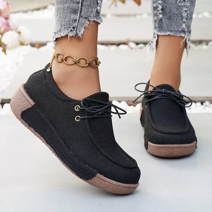 Round Toe Lace-Up Sneakers