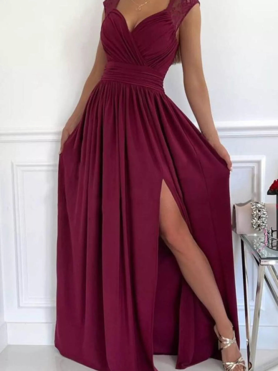 High Slit Lace Maxi Dress