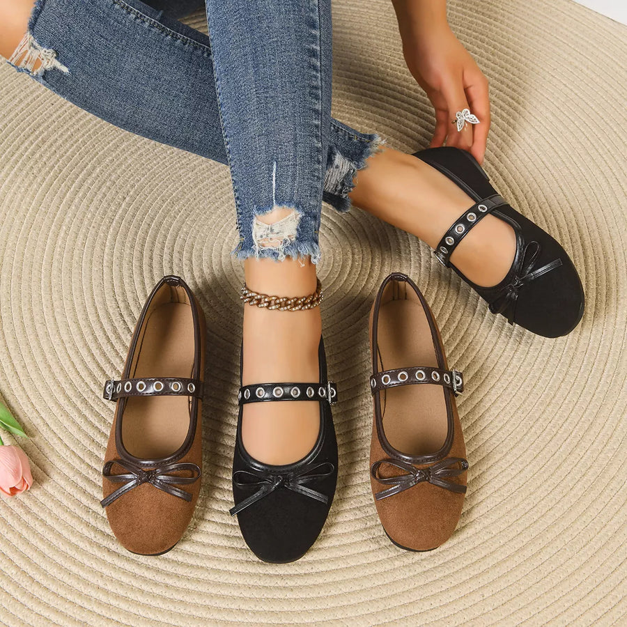 Round Toe Bow Slip Ons
