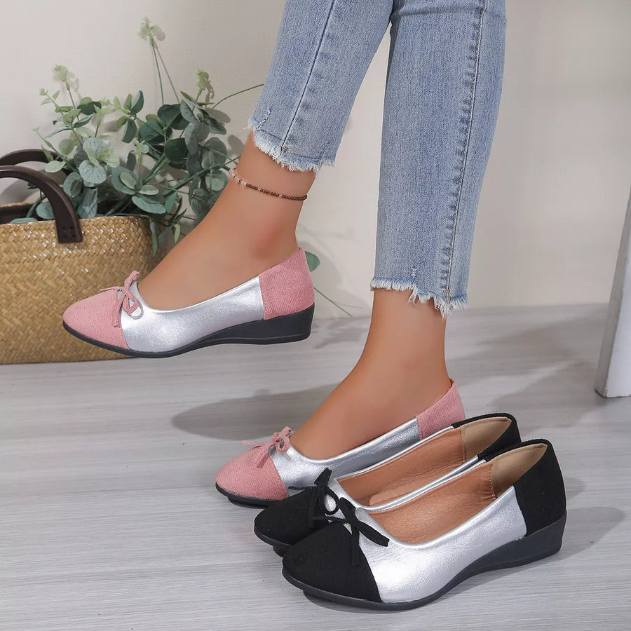 Bow Accent Two Tone Slip Ons