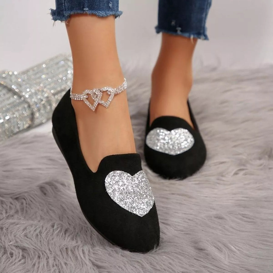Point Toe Heart Slip Ons