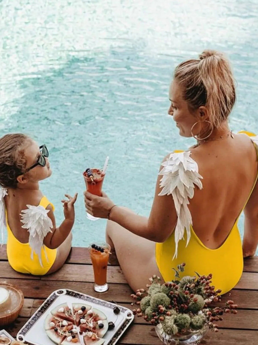 Backless Wide Strap Parent Child Swimwear