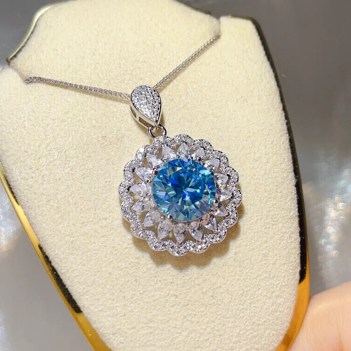 5 Carat 925 Sterling Silver Moissanite Pendant Necklace