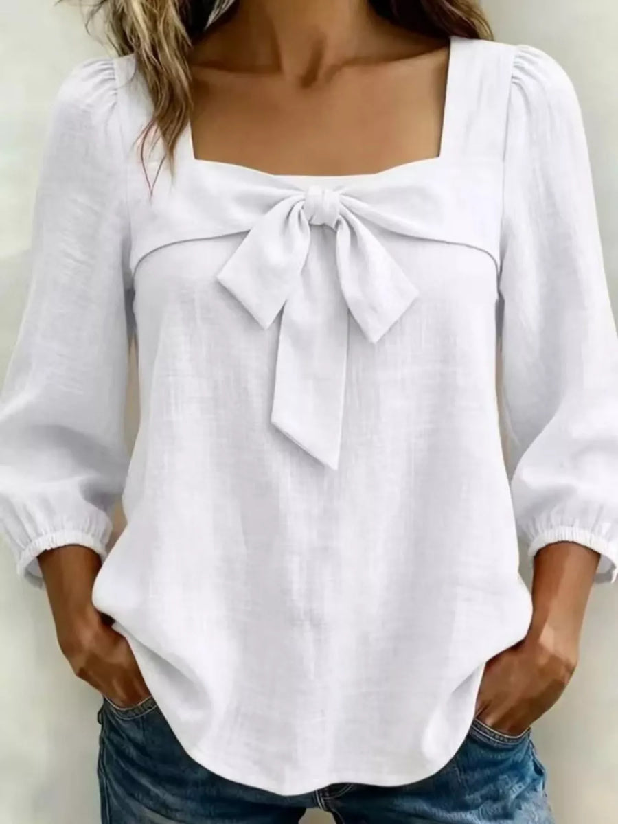 Bow Front Square Neck Blouse