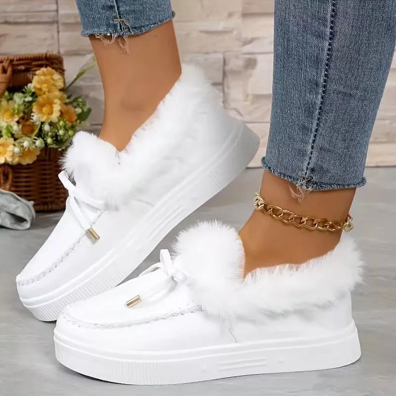 Fuzzy Round Toe Slip Ons