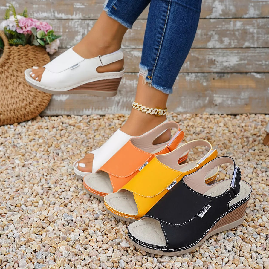 Peep-Toe Wedge Sandals