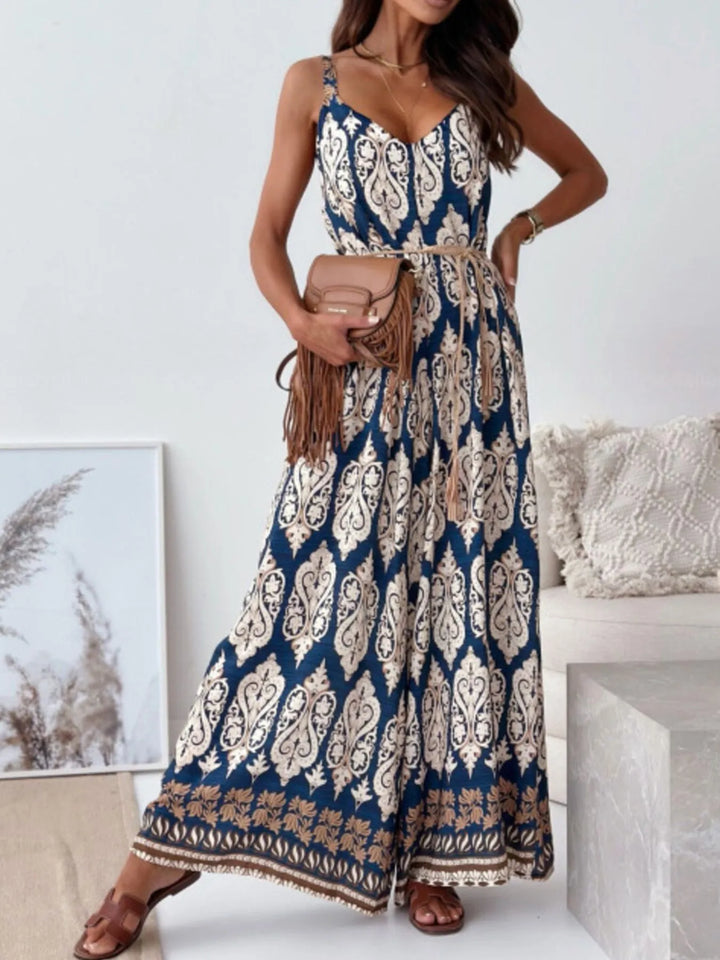 Jumpsuits collection featuring a paisley wide-leg jumpsuit