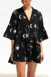 Mini Dresses collection featuring a ruched printed mini dress