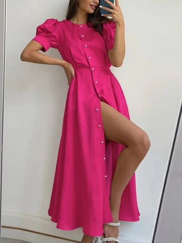Button Front Short Sleeve Dress