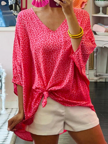 Leopard V Neck Blouse