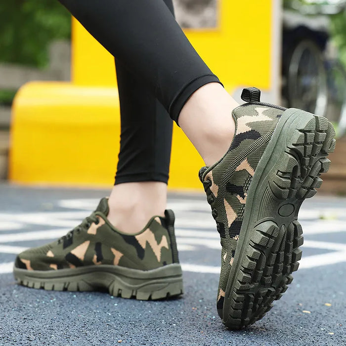 Camouflage Lace-Up Mesh Athletic Sneakers