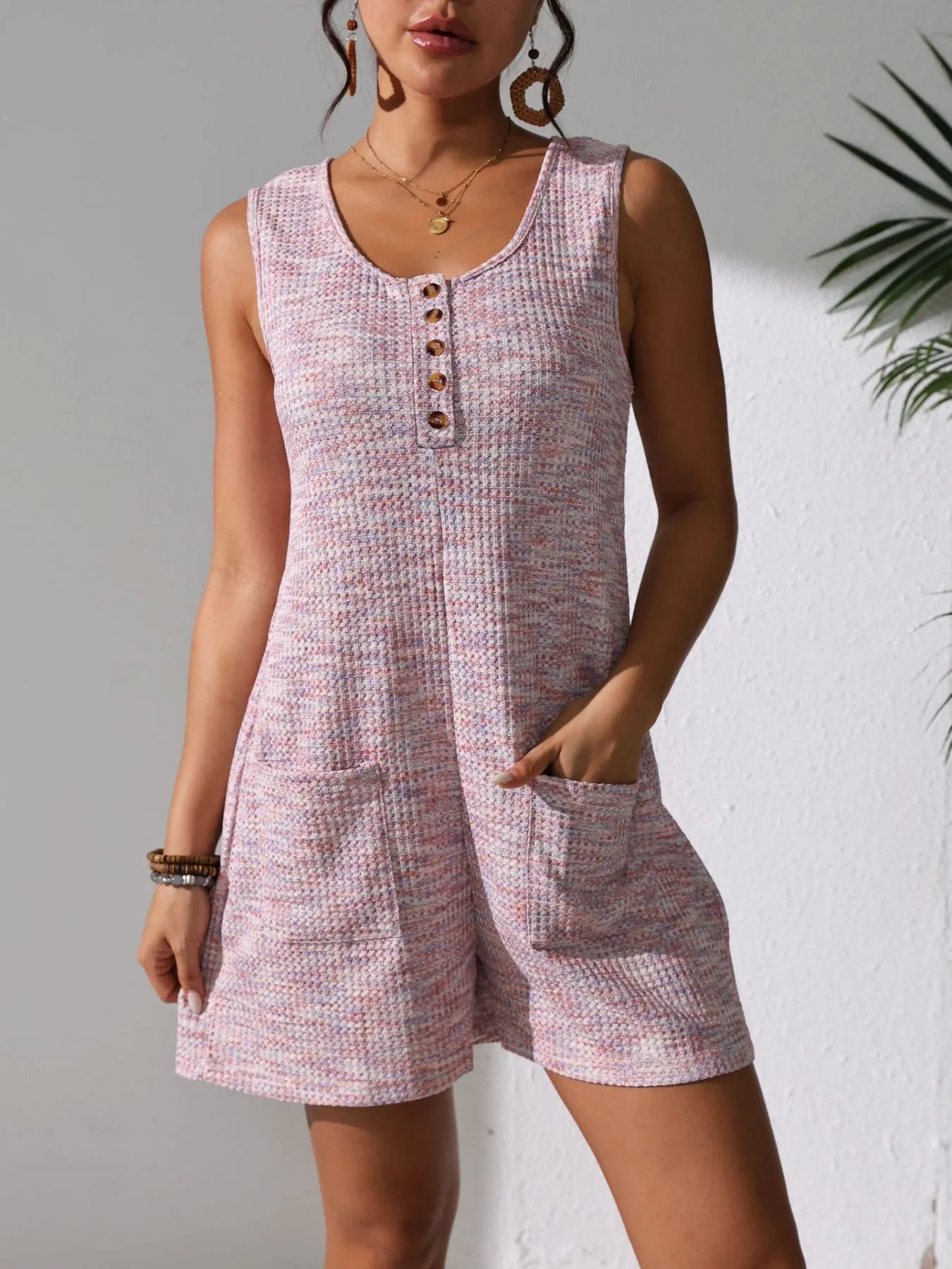 Full Size Button Front Romper with Pockets Plus Size selected from Jumpsuits for One-and-Done, Never Ordinary: The Jumpsuit Edit