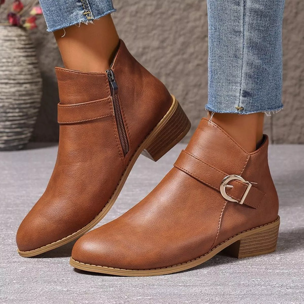 Point Toe Block Heels Boots