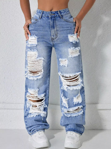 Distressed Wide Leg Jeans
