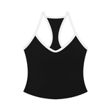 Serein Queen women's color block yoga tank top in black, front view