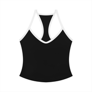 Serein Queen women's color block yoga tank top in black, front view