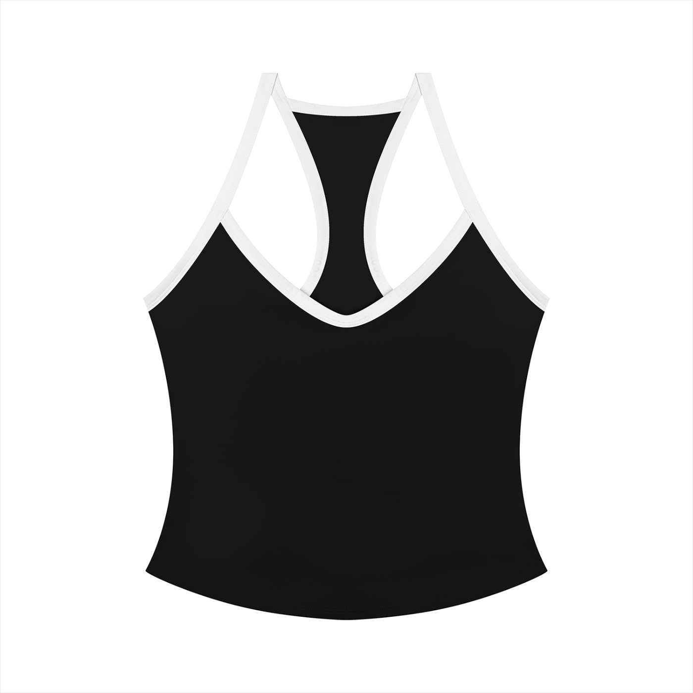 Serein Queen women's color block yoga tank top in black, front view