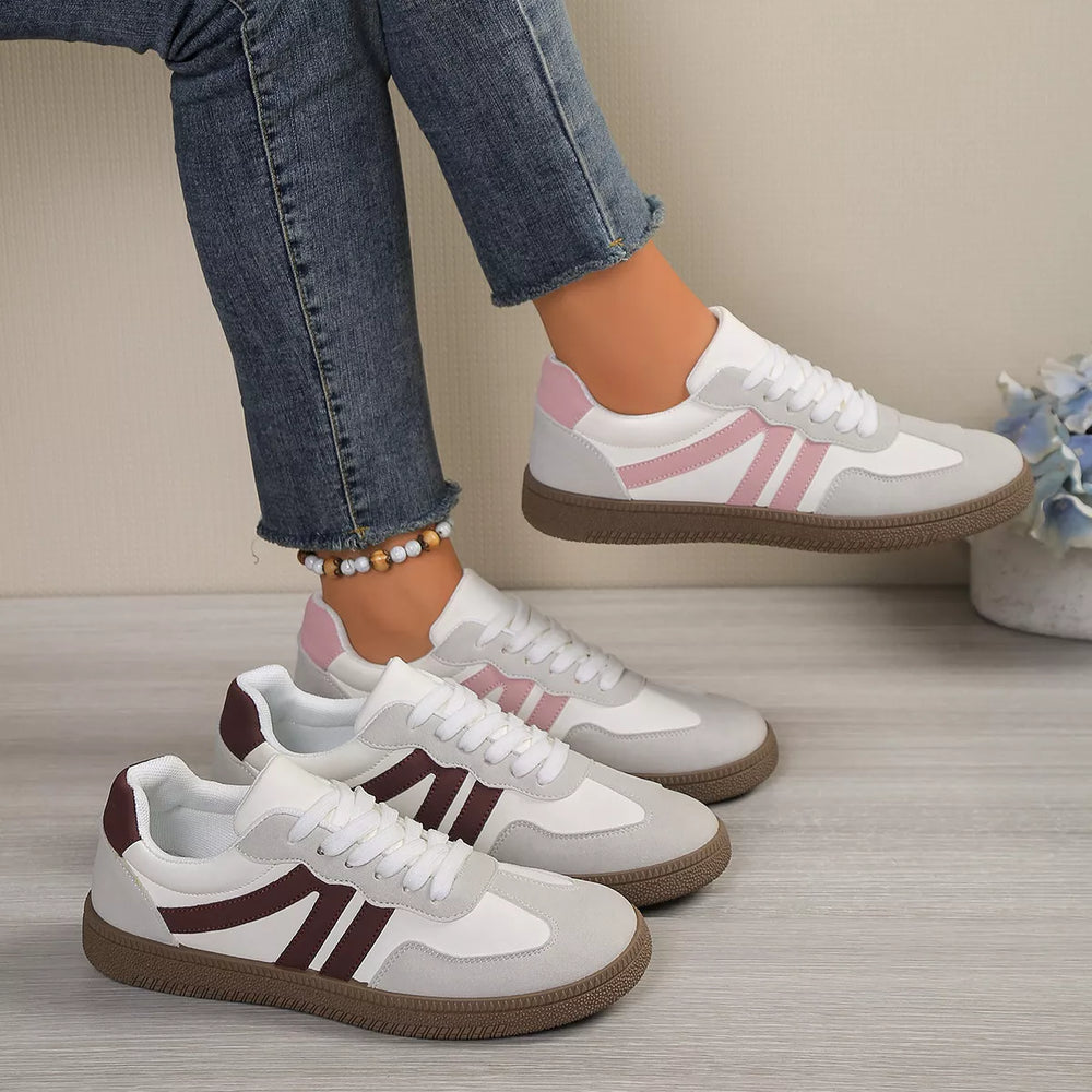 Striped Lace Up Casual Sneakers