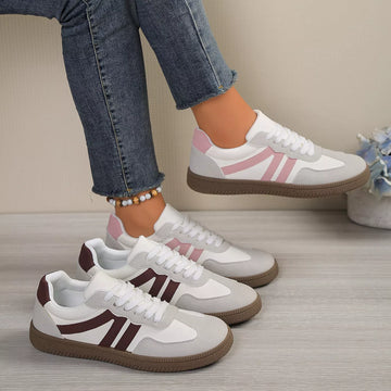 Striped Lace Up Casual Sneakers