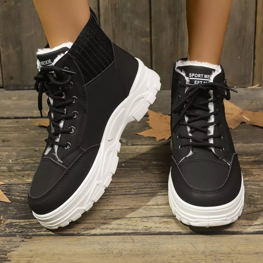 Plush Lining Lace Up Boots