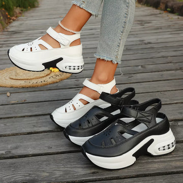 Cutout Round Toe Platform Sandals