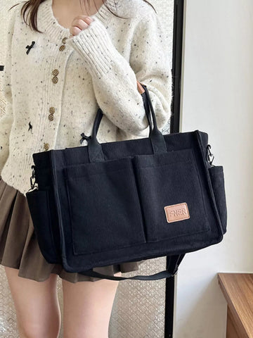 Corduroy Multi Pocket Tote Bag
