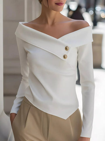 Off Shoulder Button Detail Blouse