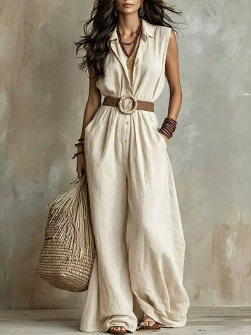 Full Size Sleeveless Wide Leg Jumpsuit Plus Size