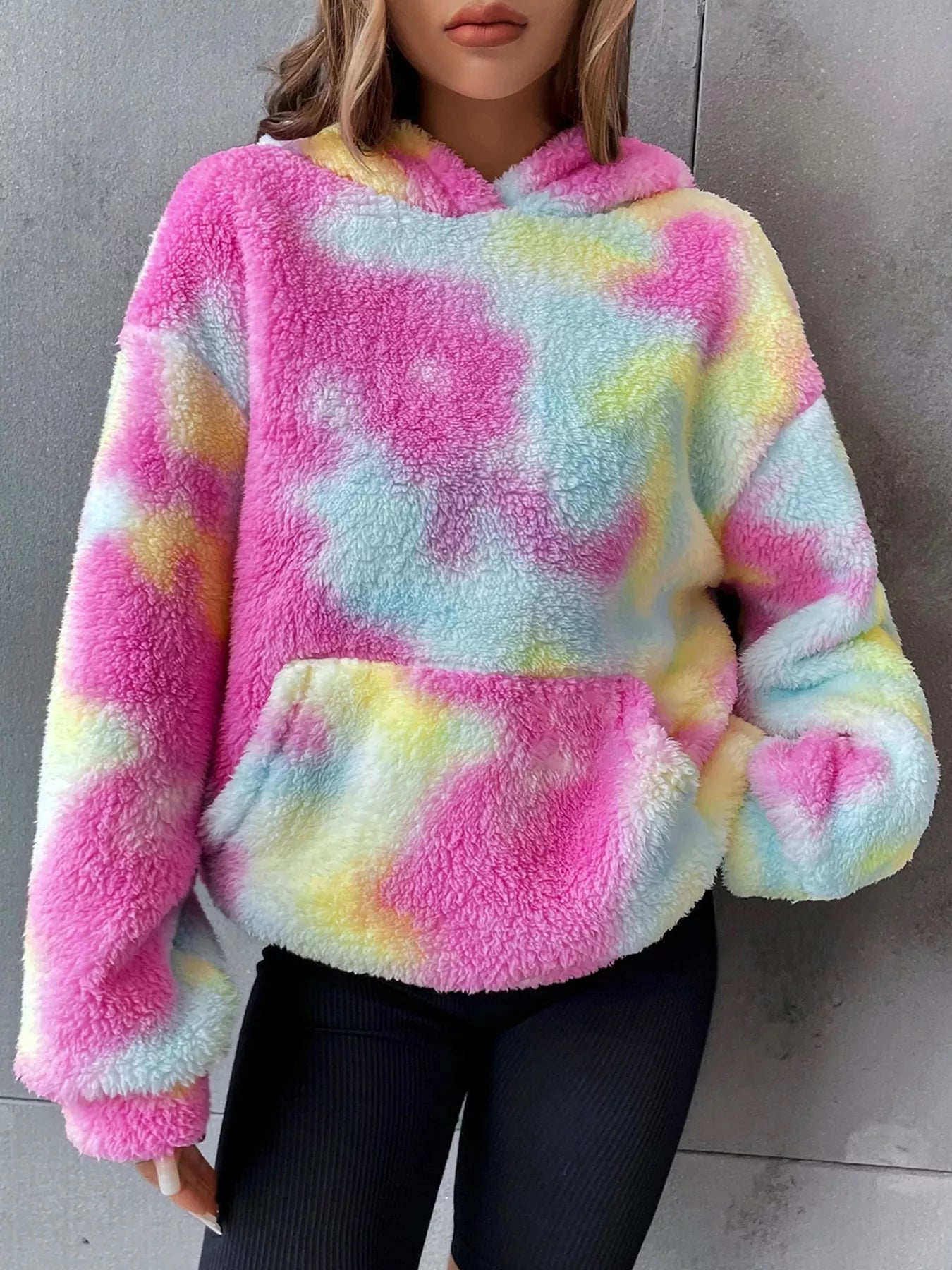 Full Size Tie-Dye Plush Drop Shoulder Hoodie Plus Size selected from Hoodies & Sweatshirts for Soft Structure: The Elevated Hoodie and Sweatshirt Edit