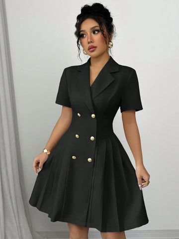 Double Breasted Short Sleeve Dress