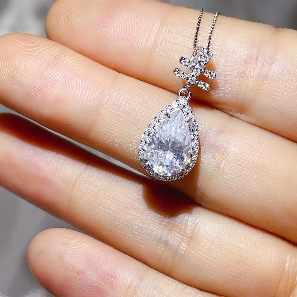 3 Carat 925 Sterling Silver Moissanite Pendant Necklace