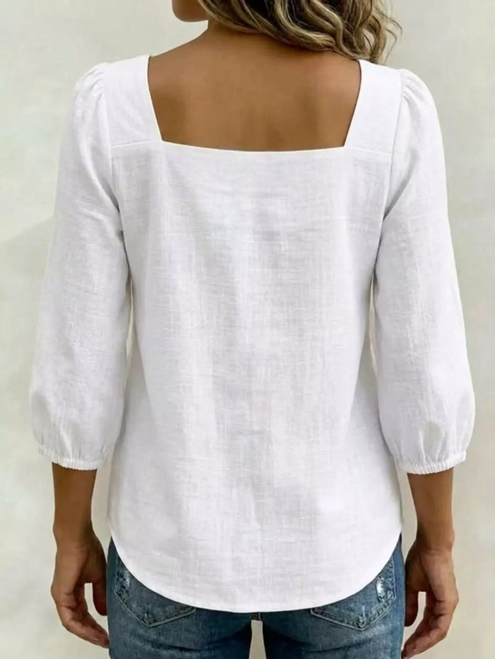 Bow Front Square Neck Blouse