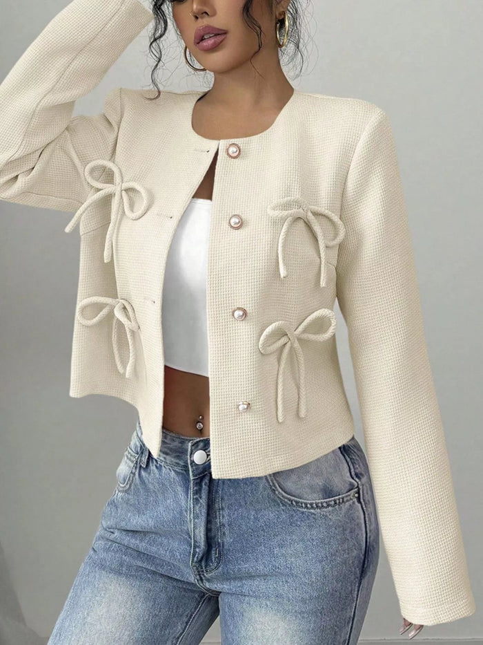 Bow Detail Cropped Jacket