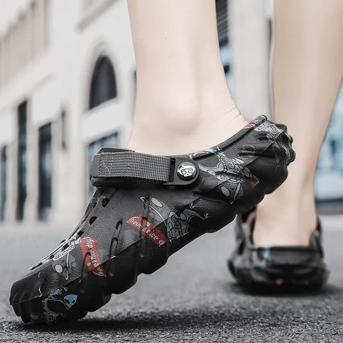 Graffiti Print Hollow Out Sandals