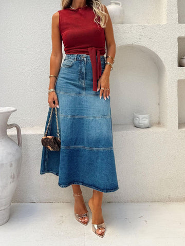 High Waisted Denim Skirt