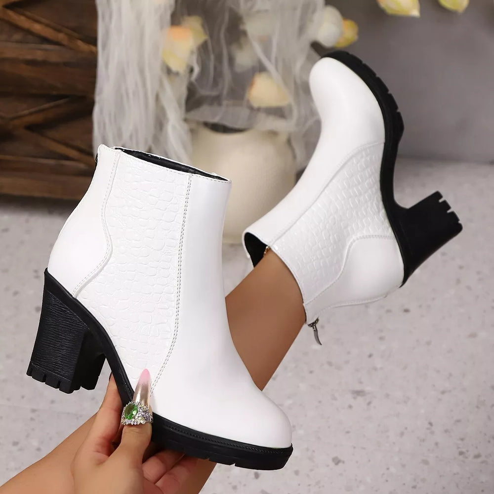 Point Toe Block Heels Boots