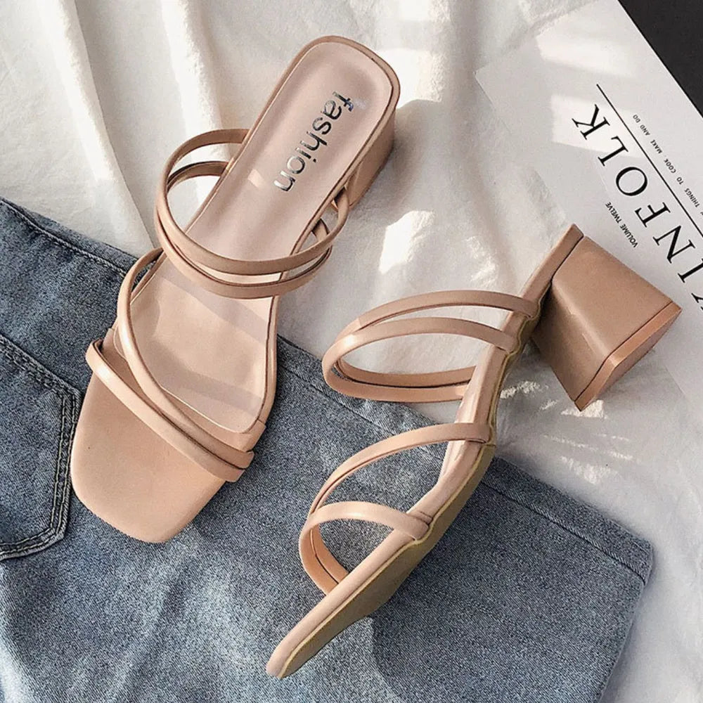 Open Toe Block Heels Sandals