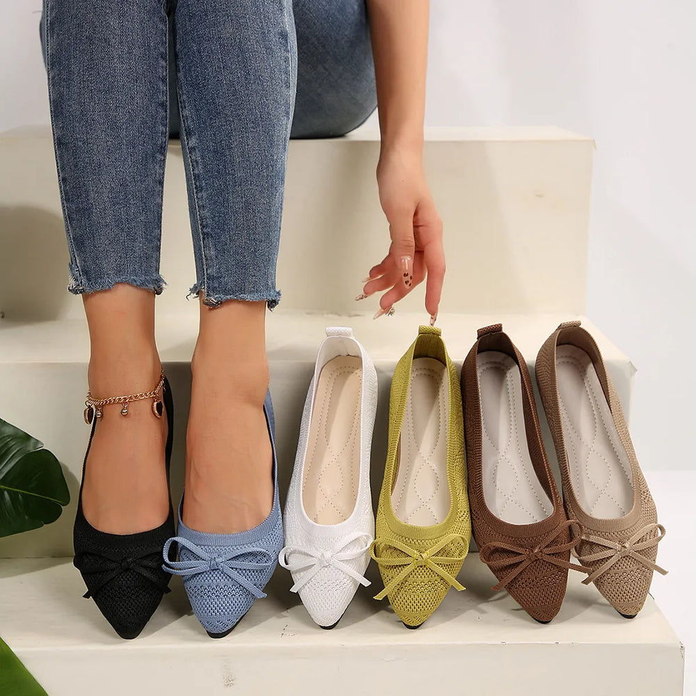 Bow Point Toe Flats Slip Ons