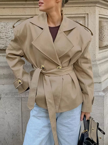 Chic Double-Breasted Belted Trench Coat