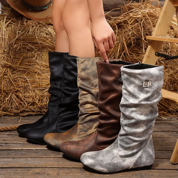 Slouchy Mid-Calf Boots