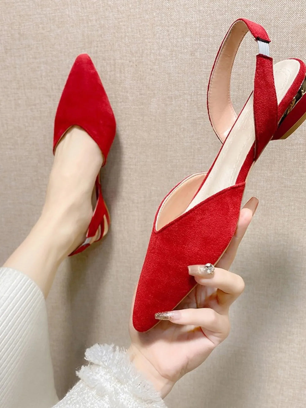 Pointed Toe Slingback Sandals