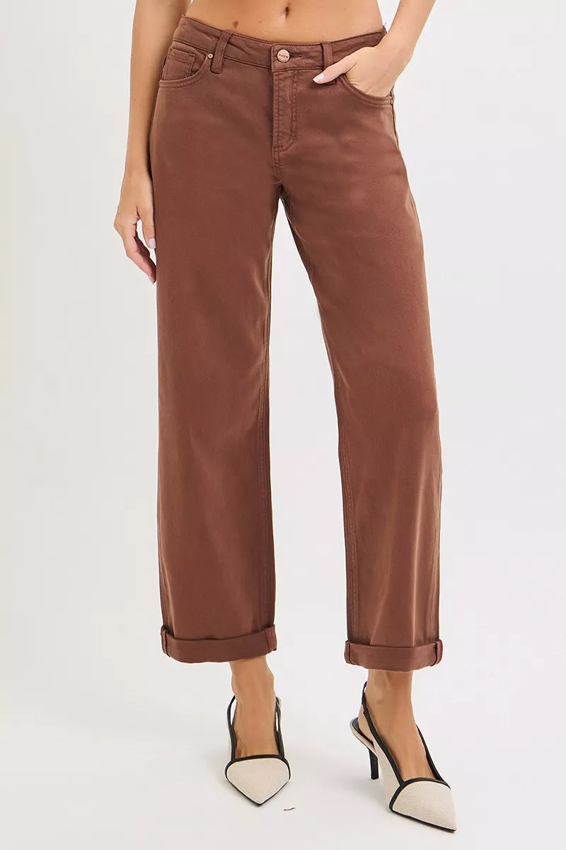 RISEN Full Size Tummy Control Mid Rise Ankle Barrel Jeans Plus Size